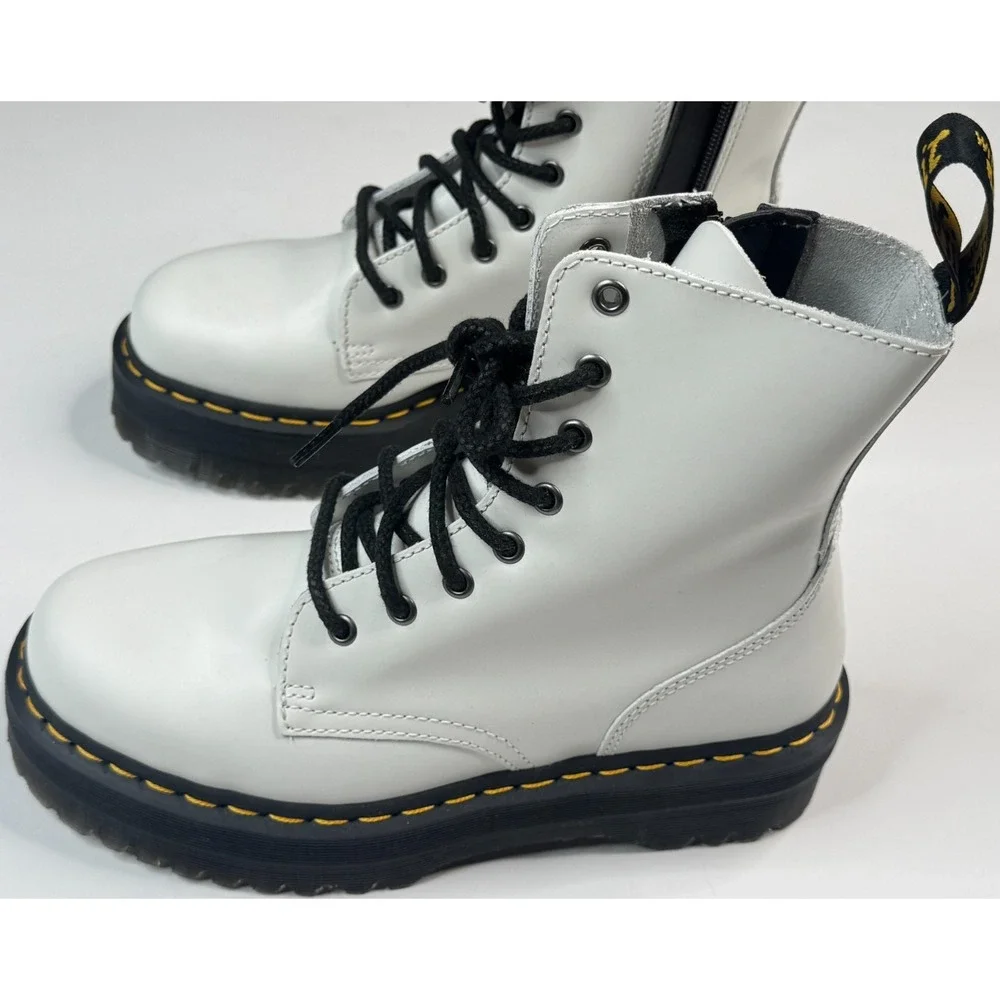 Dr. Martens Jadon Air Wair White & Black Lace Up Boots Size‎ 8 Men - 9 Women